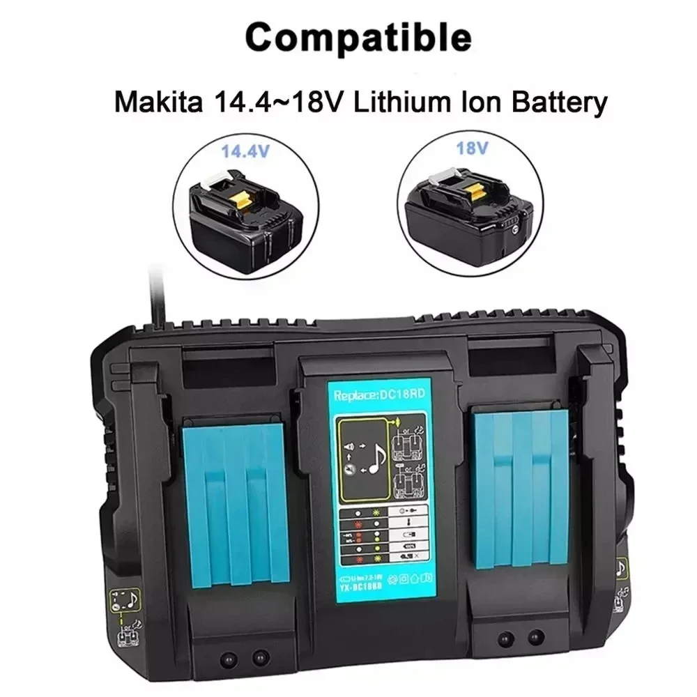 for Makita 18V 14.4V 4A Double Li-Ion Battery Charger DC18RD DC18SF for Makita 14.4V 18V 20V BL1830 BL1840 BL1850 BL1860 Bl1430