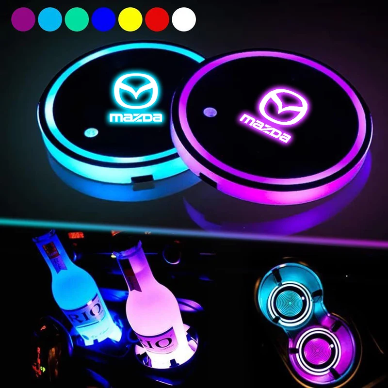 

2PCS Car LED Water Cup Mat Drink Holder ForMazda 2 3 6 Axela Atenza CX30 CX5 CX8 CX9 MX5 BT50