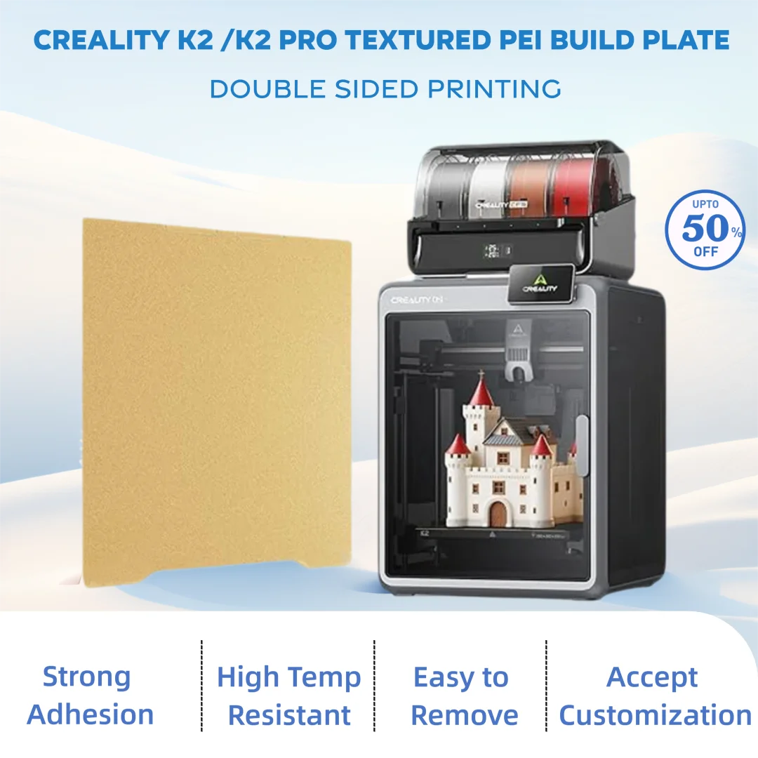 

Creality K2/K2 PRO PEI Build Plate Double Sided Textured PEI Coating Spring Steel Magnetic K2 Pro Bed Plate 3D Printer Parts