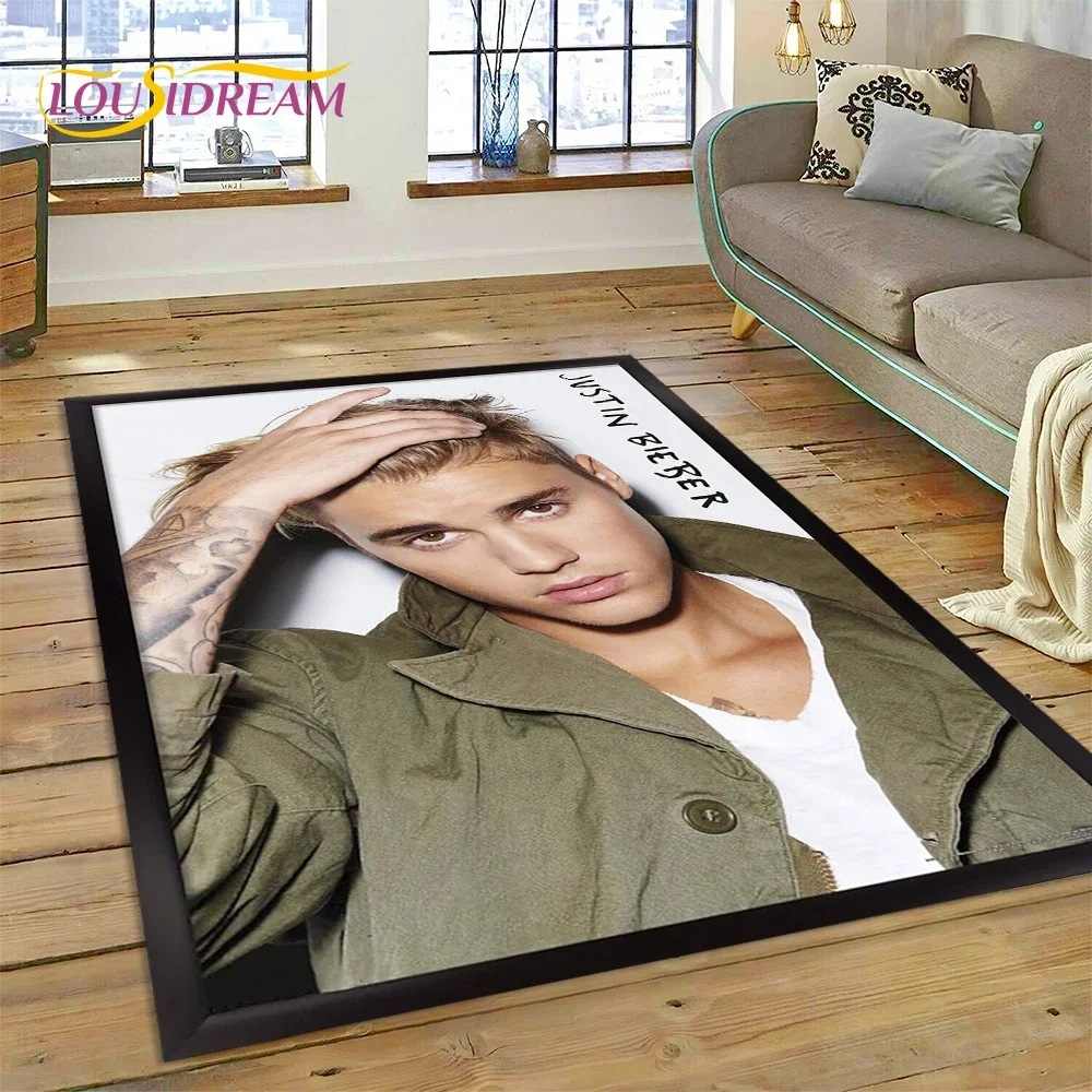 3D Justin Bieber Idol Singer Carpet Rug for Bedroom Living Room Home Sofa Decoration,Children Game Large Decor Floor Mat Gift