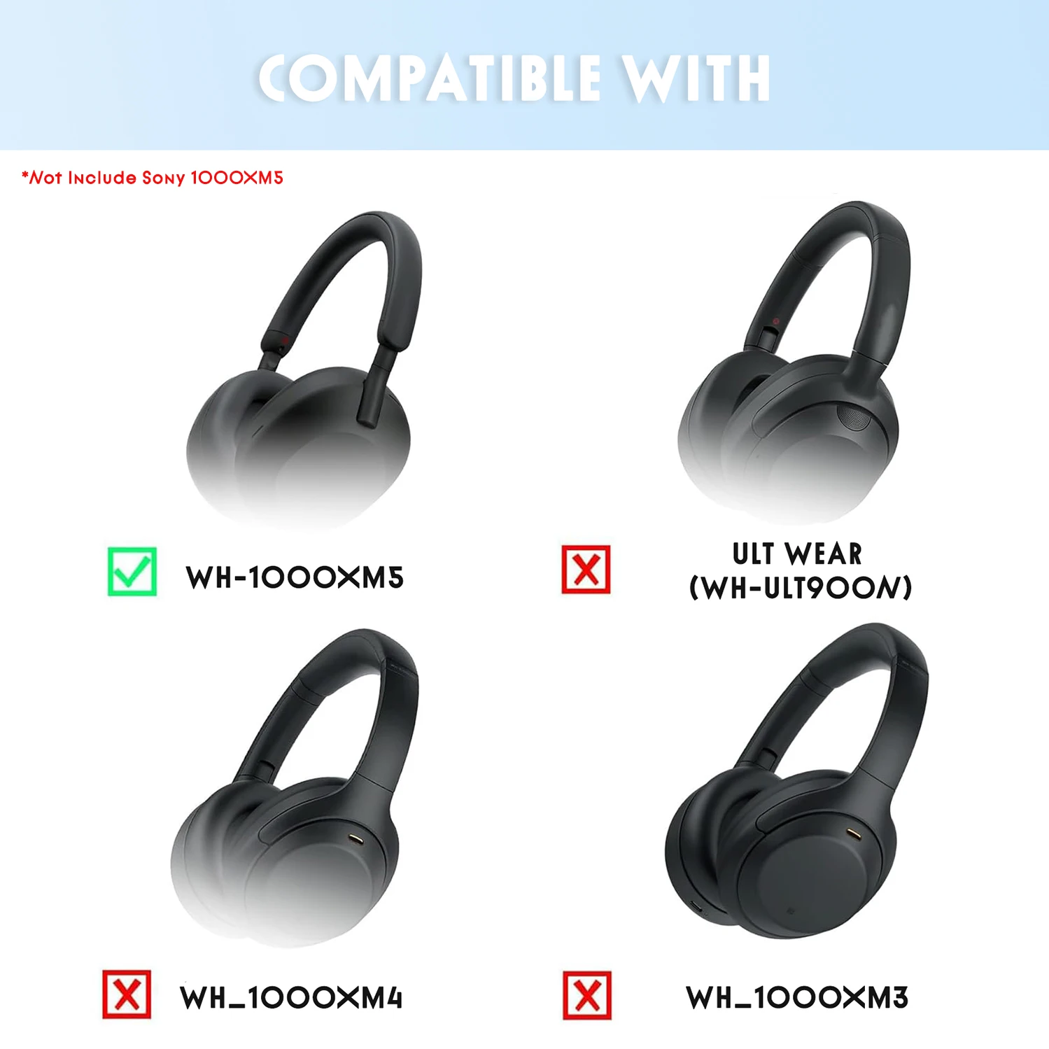 Suitable for Sony WH-1000XM5 headphone protective cover/ear pad cover/earmuffs/headband cover/headband pad protective cover