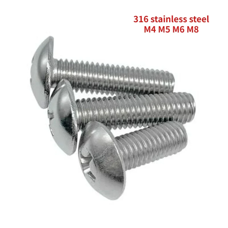 

10/30/50/100pcs M4 M5 M6 M8 316 Stainless Steel Cross Recessed Truss Big Flat Head Screw Machine Mushroom Head Phillips Bolts