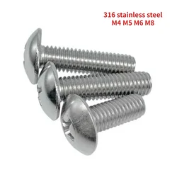10/30/50/100pcs M4 M5 M6 M8 316 Stainless Steel Cross Recessed Truss Big Flat Head Screw Machine Mushroom Head Phillips Bolts