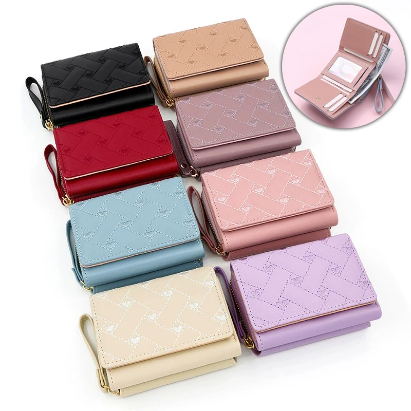 Geldbörsen für Damen, Kawaii, niedliche Geldbörse, Luxus-Designer-Damen-Geldbörse, rosa Geldbörse, Damen-Geldbörse, kleine Damen-Leder-Geldbörse, Münzgeldbörse