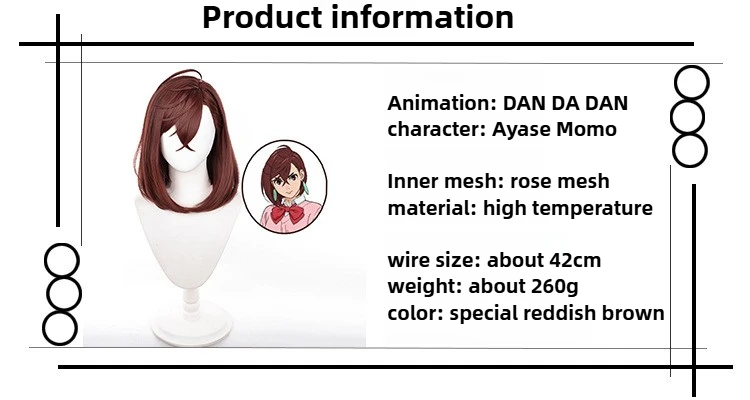Halloween cosplay perucas dan da dan ayase momo cabelo vermelho-marrom japonês quadrinhos role play perucas feminino anime convenção festa acessório