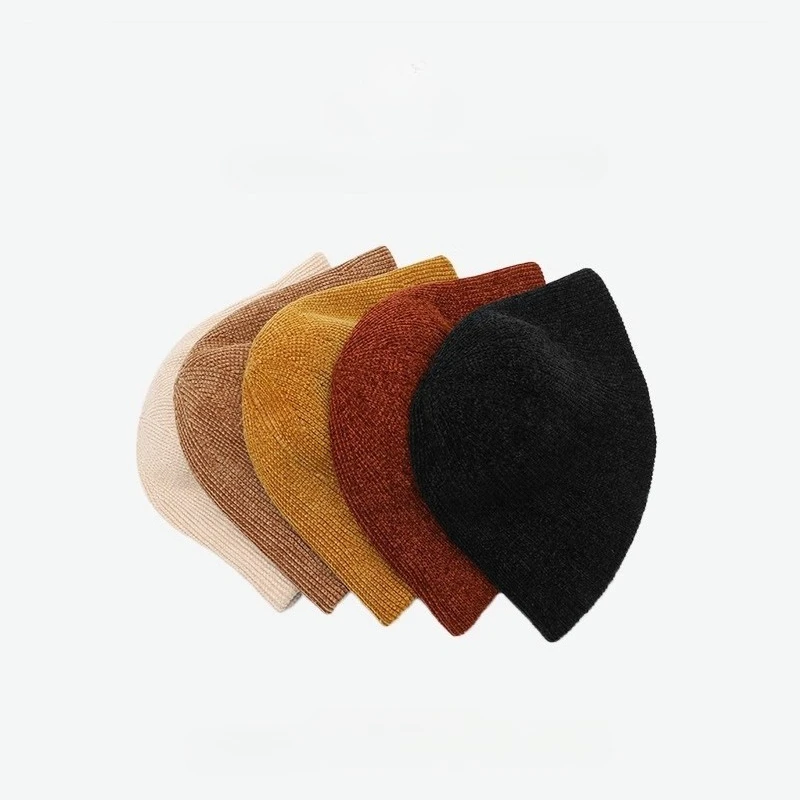 Autumn and Winter Knitted Bucket Hat, Big Head Circumference Hat, Women's Basin Hat, Comfortable and Warm Fisherman Hat