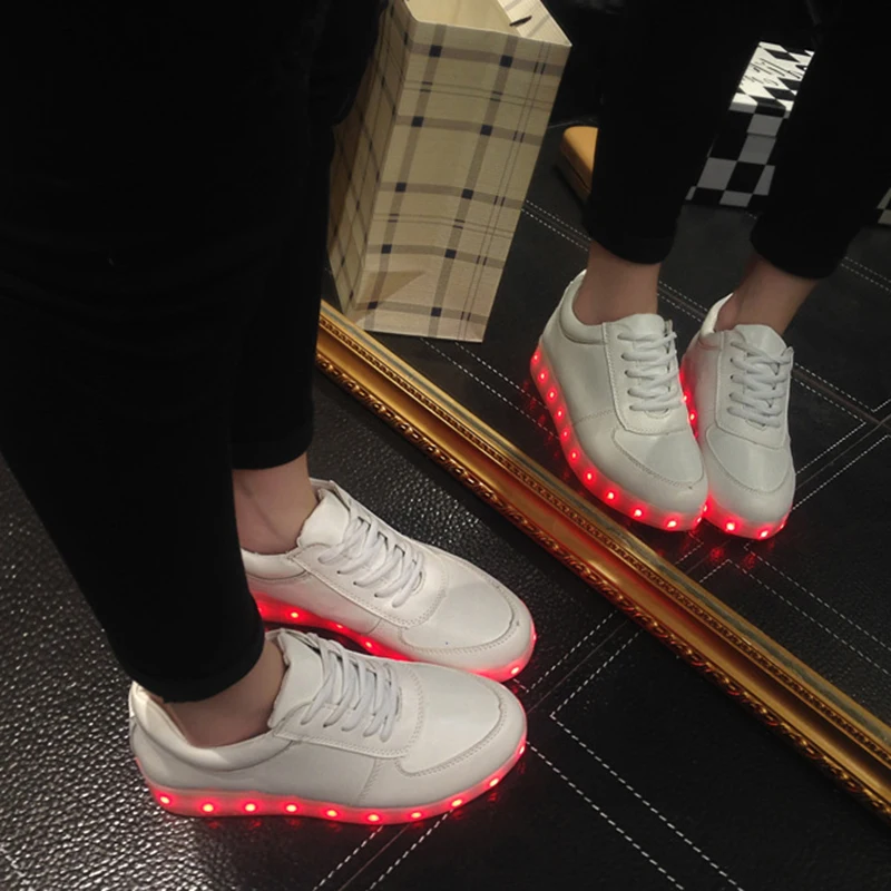 USB Charger Glowing Sneakers Boys LED Luminous Shoes Girls Breathable Sport Shoes Children Led Casual Shoes Size 34-46