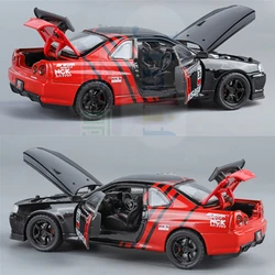 1:32 Nissan Skyline Ares GTR R34 Alloy Sports Car Model Diecasts Metal Track Race Car Model Simulation Sound Light Kids Toy Gift