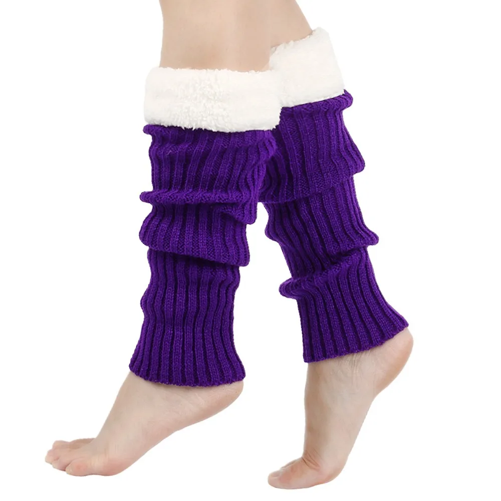 

Plush Christmas Knitted Leg Cover Leg Warmer Candy Color Stacked Christmas Leg Sleeve JK Lolitas Thickened Strap Leg Socks