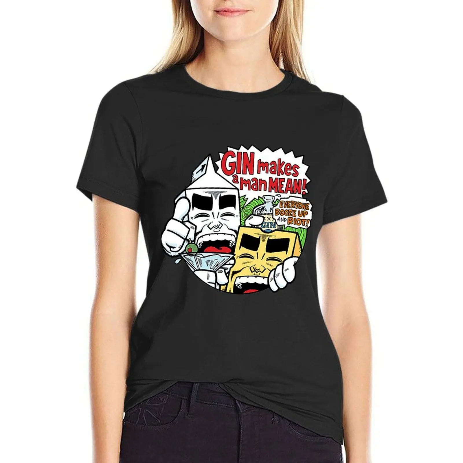 

Milk & Cheese: Gin Makes a Man Mean Shirt T-Shirt anime vintage graphics tight shirts for Women