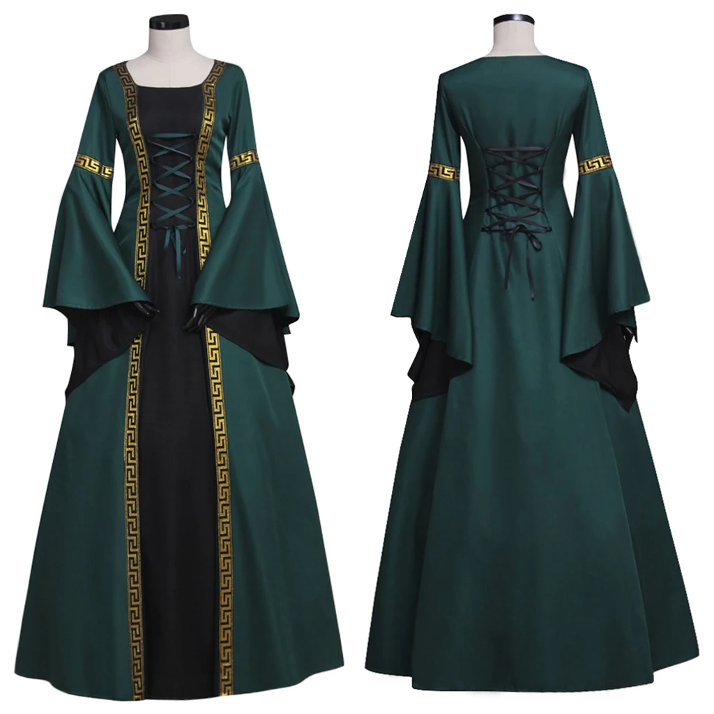 

Medieval Renaissance Victorian Dark Green Dress Ball Gown Adult Gothic Fantasy Party Costume Cosplay