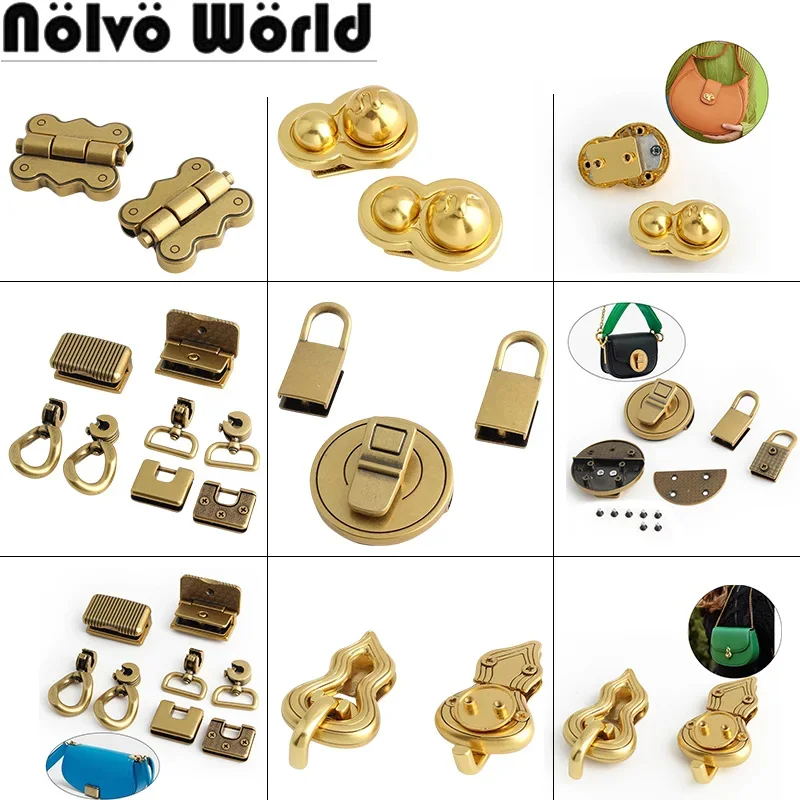 Dull Gold Gourd Shape Metal Turn Clasp Flip Locks For Bags Handbags Shoulder Purse Hanger Buckles DIY Craft Hardware Accessories