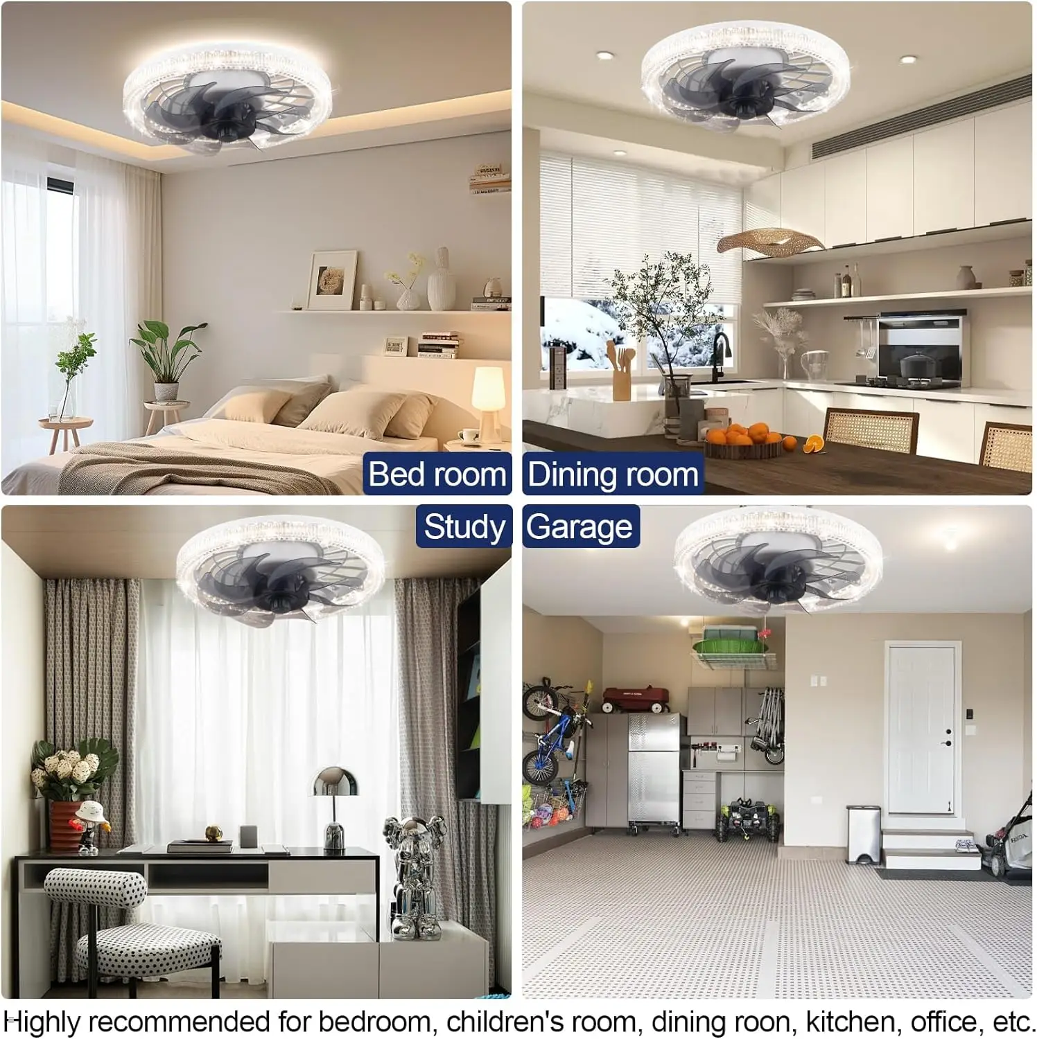 LED Ceiling Fan Light Bulb Fan Socket E27 Base with Remote Control Dimmable For Indoor Home Bedroom Study Decoration Fans Lamp