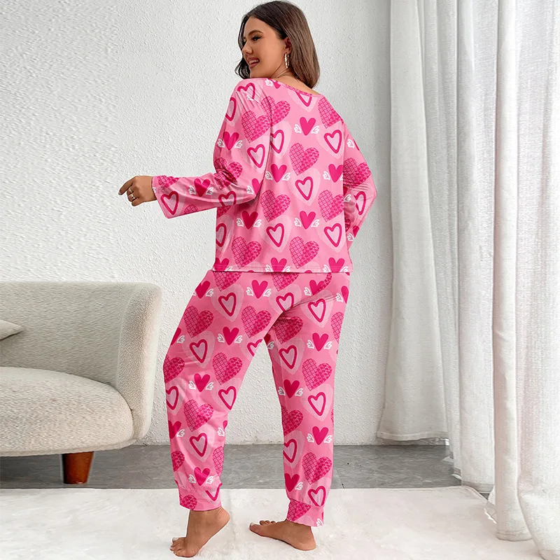 Winter Big Size 5XL Pajama Sets Long-Sleeved Cartoon Bear Love Homewear Sets Womens Cartoon Nightwear Casual Pijamas