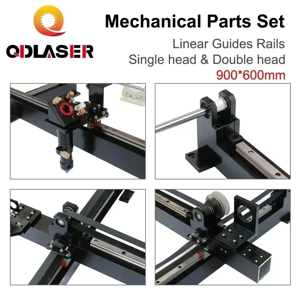 QDLASER الميكانيكية الخطي أدلة القضبان 900*600 مللي متر أجزاء مجموعة 9060 واحدة مزدوجة رئيس الليزر أطقم قطع الغيار لتقوم بها بنفسك آلة ليزر CO2 #6