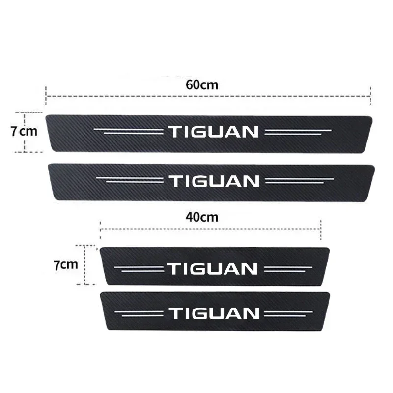 Luminous for VW Tiguan Badge Car Door Threshold Tape Scuff Plate Decals Carbon Fiber Sill Stickers Auto Door Entry Pedal Guards