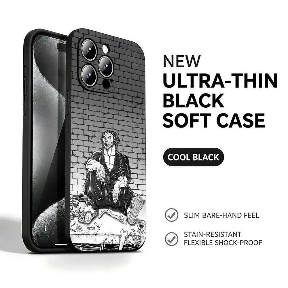 Hot Anime Baki-Dou  Phone Case For iPhone 18 17 16 15 14 13 12 X XR XS Plus Mini Pro Max Soft black Shockproof Cover