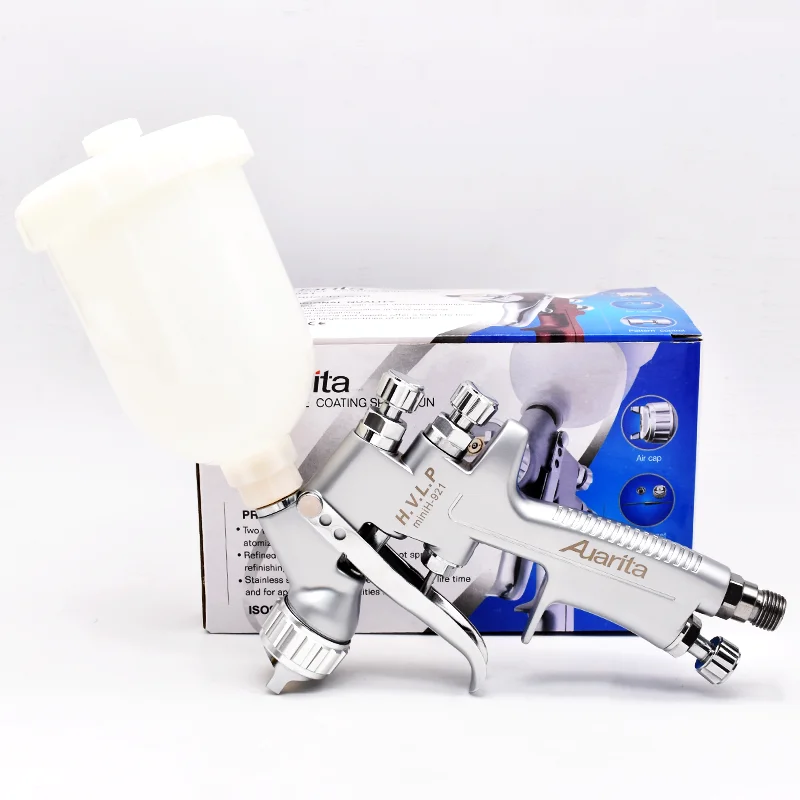 Mini H-921 Gravity Spray Gun 1.0mm nozzle Car Repair Spray Paint Gun 400CC No Clean Cup And Adapter Portable Car Spray Gun