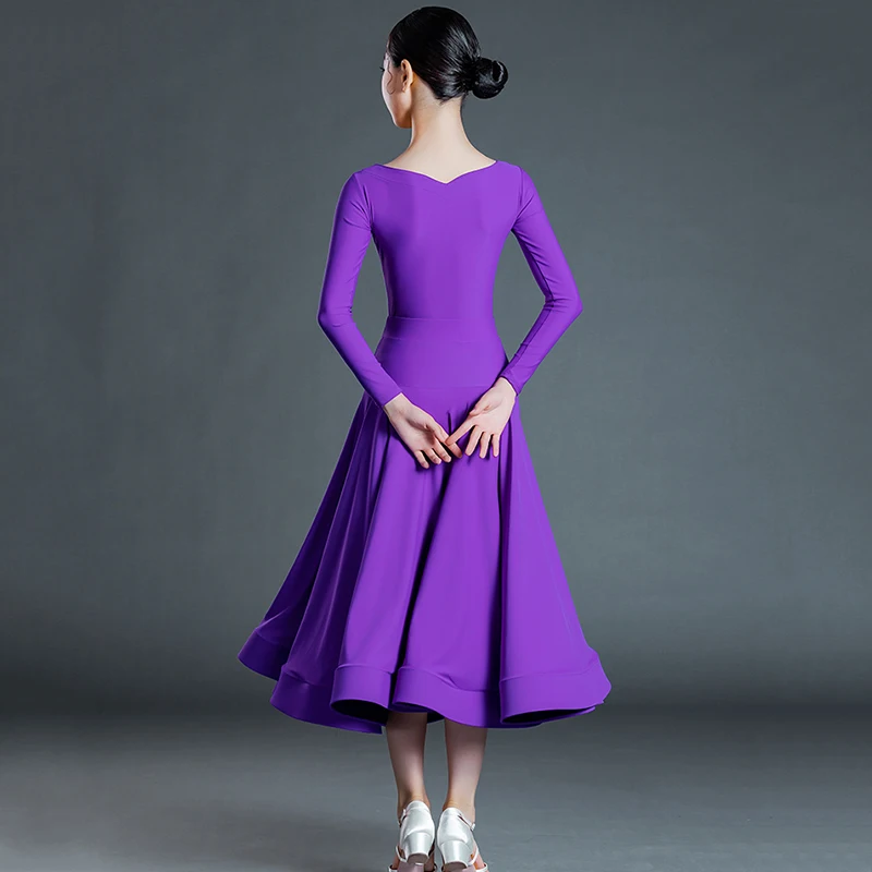 

Children's Latin Modern Dance Performance Dress Kids Girls Practice Long Sleeve Split National Standard Dancewear Large Skirt