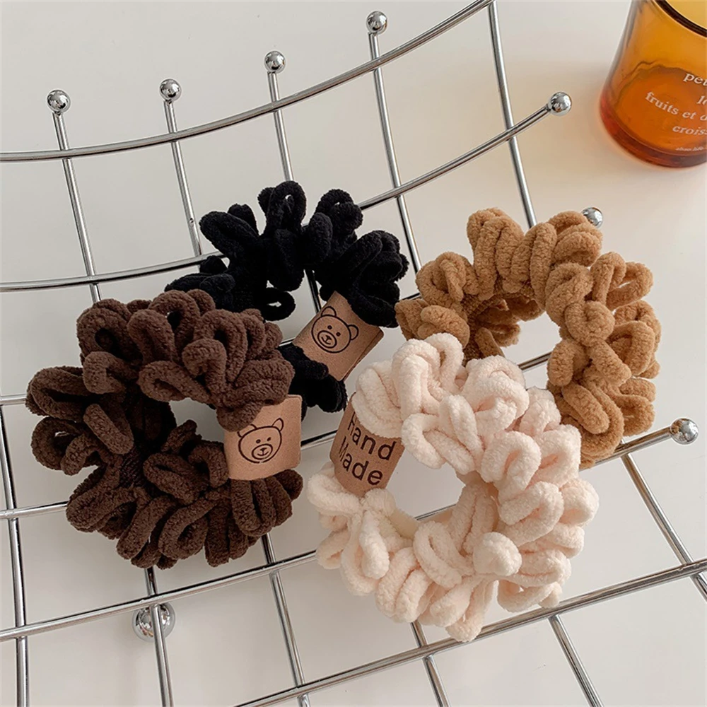 New Plush Elastics Hair Ties Little Bear Hair Rope for Girl No Hurt Hair Ponytail Hair Ring Hair Accessories for Women in Winter