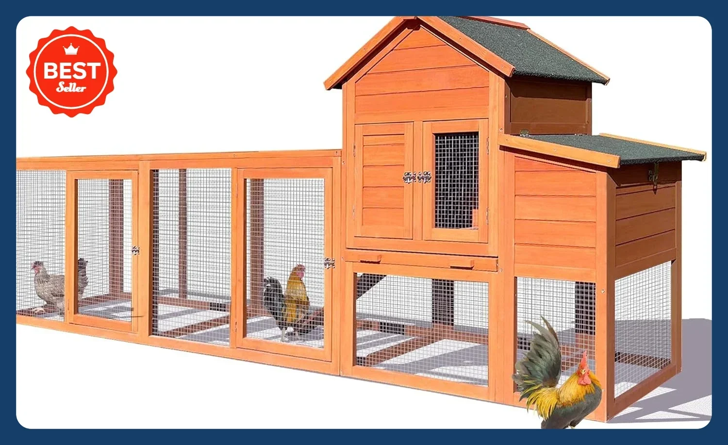 [متجر هيلونج] حظيرة دجاج كبيرة مقاس 122 بوصة مع صندوق عش وصينية قابلة للإزالة، بيت دجاجة تتسع لـ 2-6 دجاج، صغير مقاوم للعوامل الجوية في الهواء الطلق أ