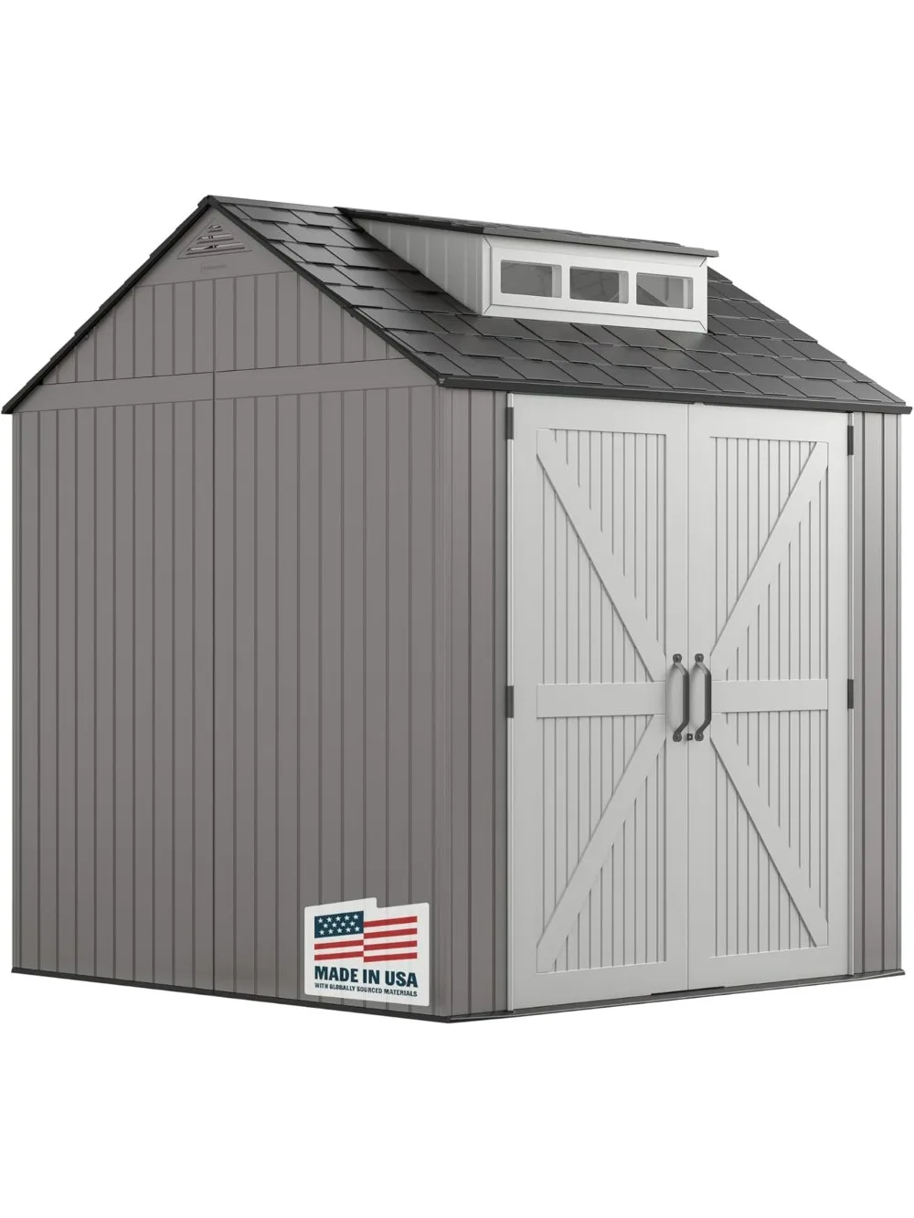 Weatherproof Gray Rubbermaid Resin Storage Shed, 7ft X 7ft, with Floor, for