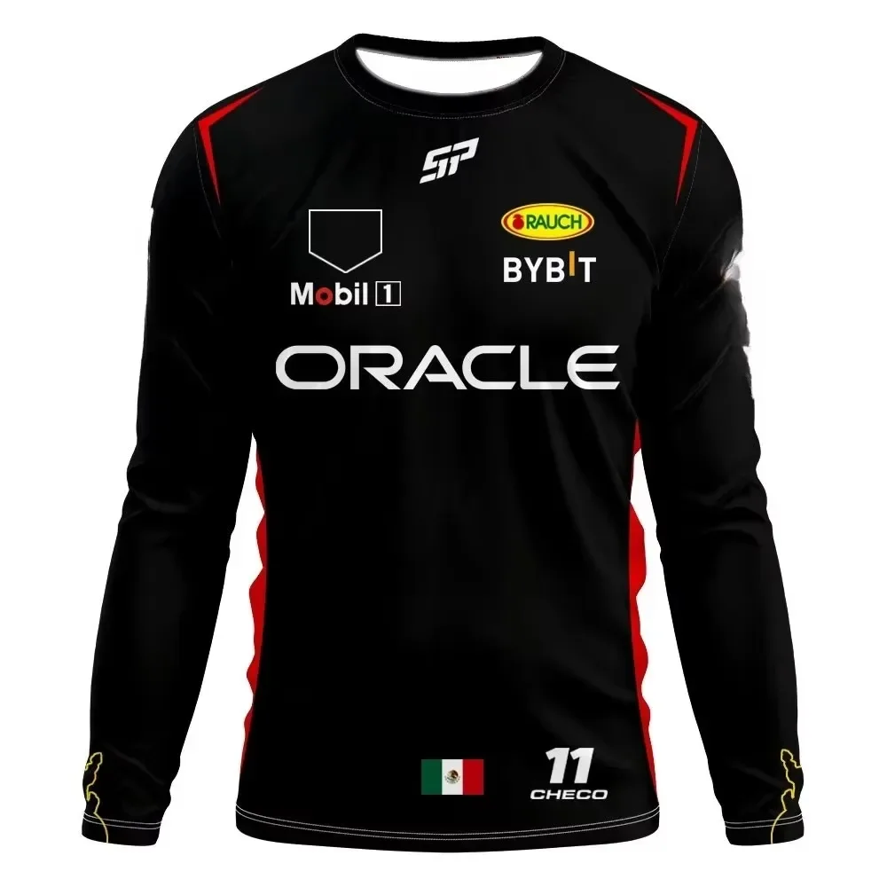 F1 Team Langarm-T-Shirt Edition Extra Large Herren-T-Shirt 2024 Team Checo 11 Fahrerbekleidung T-Shirt Familien-Set – Detail 4