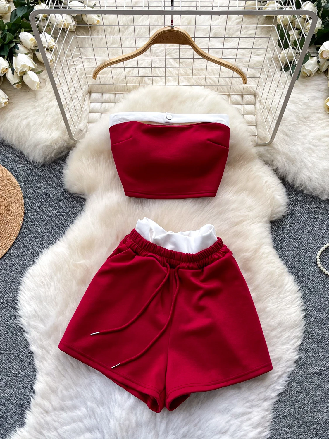 

Sexy Summer Sportswear Two-Piece Set Women's Pure Desire Casual Sleeveless Vest High Waist Shorts Fashionable Slimming Ensemble