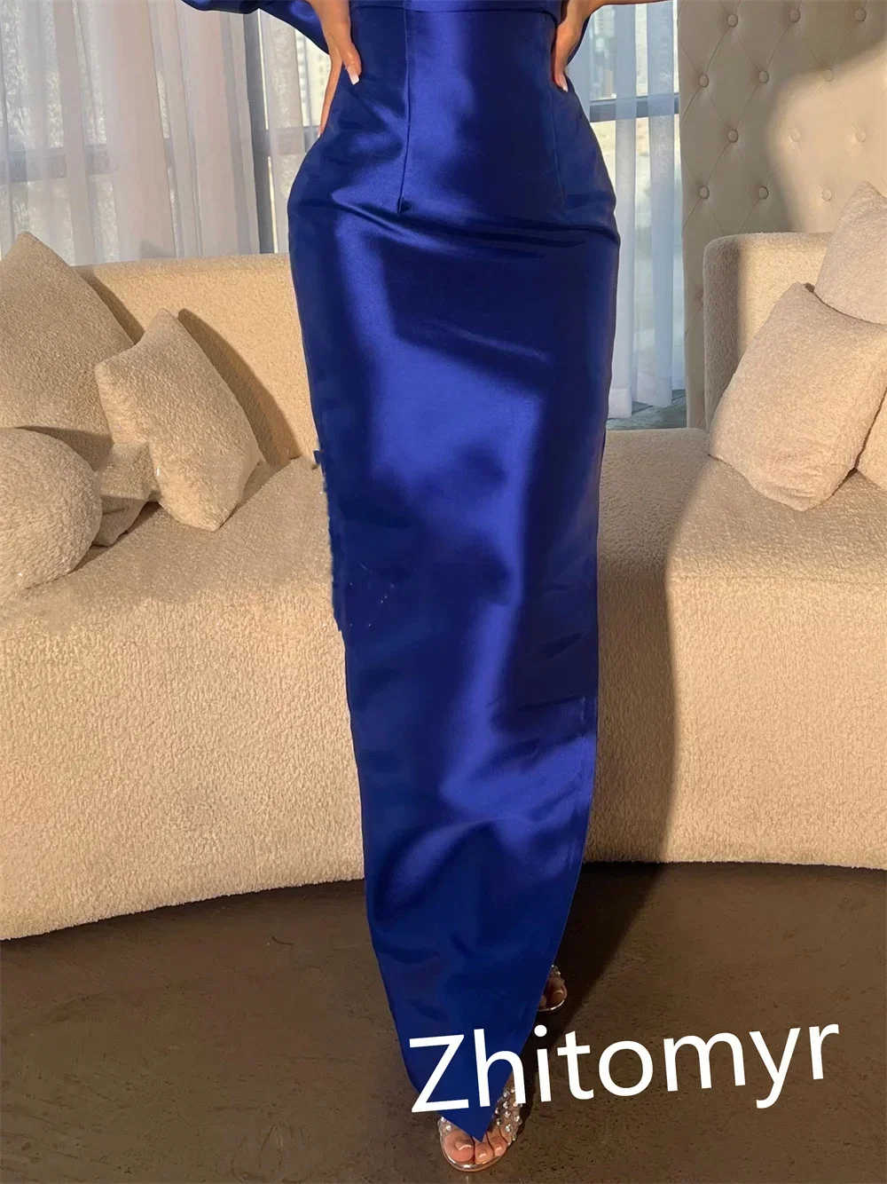 Customized Fashion High Quality Spaghetti Strap A-line Evening Dress Formal Ocassion Gown Open Back Satin cocktail dresses for w