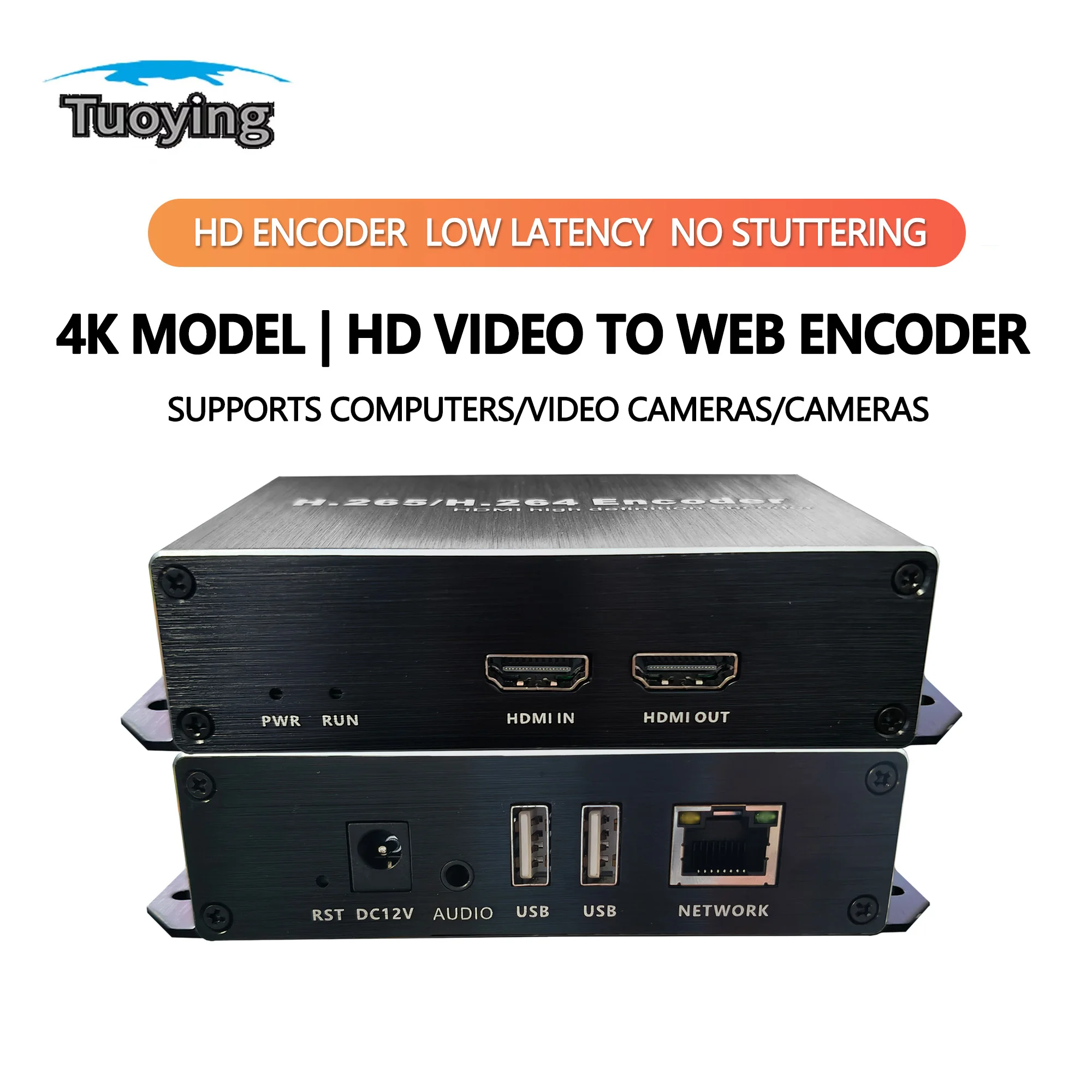 Codificador de Audio y Video 4K HD: Conversión HD a IP, H.265, H.264, HEVC, RTSP, RTMP, SRT, HLS, Transmisión en Vivo Multiplataforma
