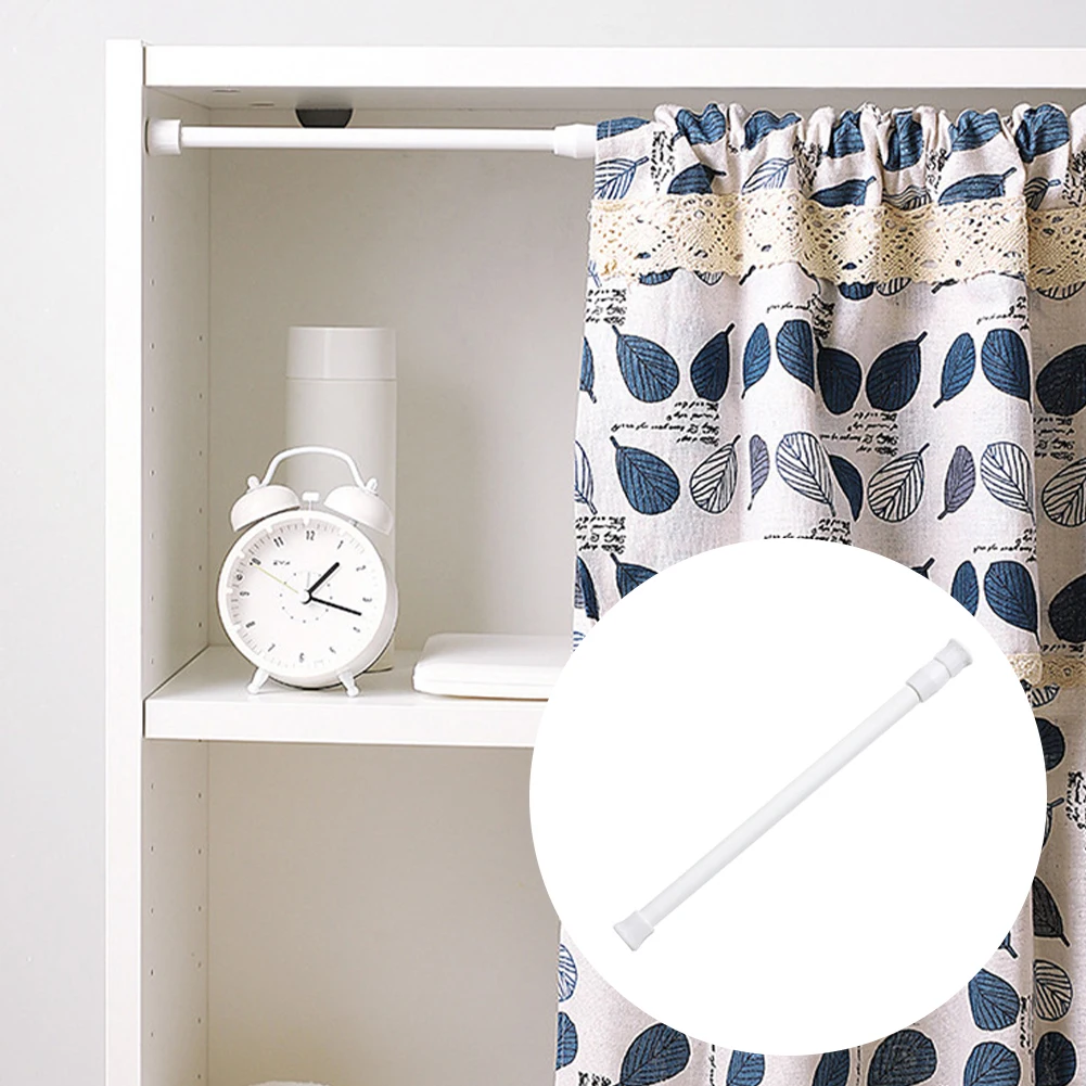 Spring Loaded Extendable Sticks Shower Curtain Rail Pole Adjustable Telescopic Pole Cupboard Wardrobe Hanging Rod No Drilling