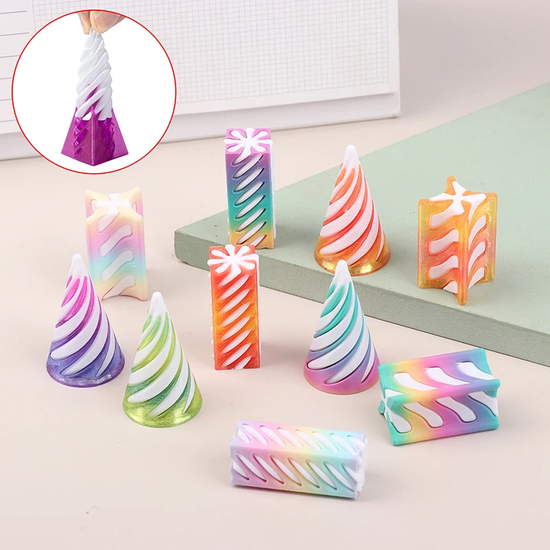 3D Printed Spiral Cone Toy Fidget Toy Impossible Pyramid Passthrough Sculpture Mini Vortex Thread Illusion For Kids And Adults