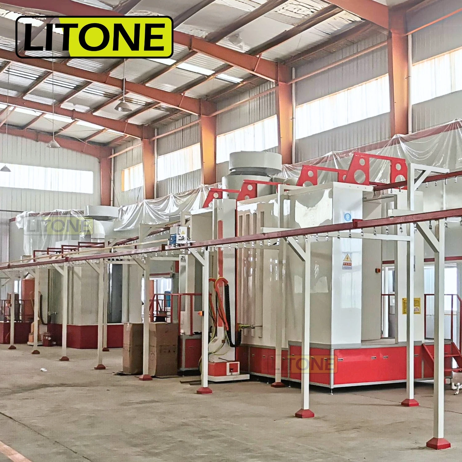 Low Labor Intensity Plastic Powder Coating Spraying Line For The Lighting Lamp Products