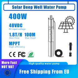 400W studnia głębinowa pompa zasilana prądem stałym pompa solarna 48V dla głowicy panelu słonecznego 100M pompa śrubowa ze stali nierdzewnej bezszczotkowy przepływ 1800L/H pompa studnia głębinowa