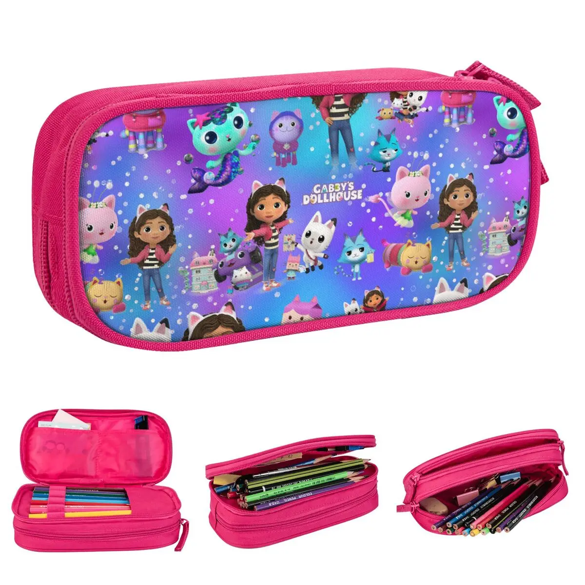 Gabbys Dollhouses Pencil Case Pen Bags for Student Big Capacity School Supplies Gift Pencil Pouch