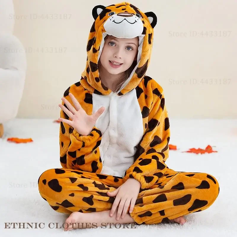 

Kids Cartoon Animal Cosplay Costume Flannel Pajama Jumpsuit Kigurumi Homewear Halloween Party Children's Stage Performance Suit