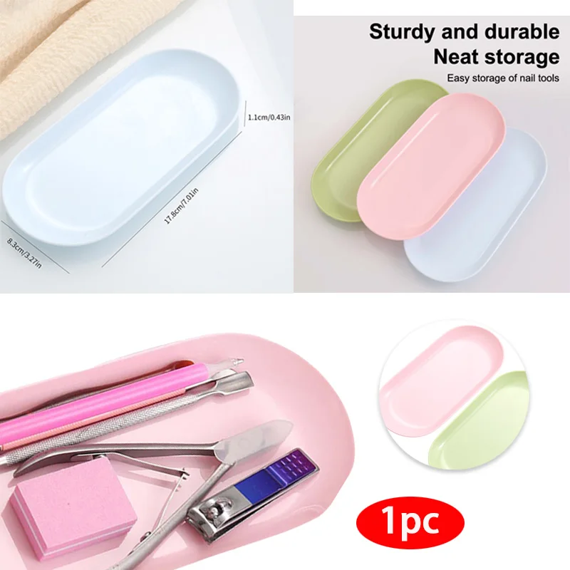 1PC Plastic Manicure Nail Art Plate Tweezers Clippers Pen Container Square False Nails Dish Tools Cosmetic Storage Tray