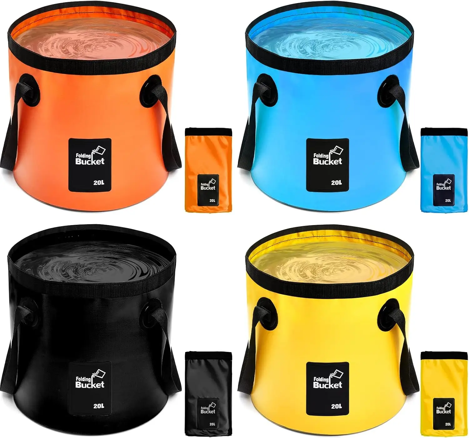 

Tessco для вас: Набор из 4 складных ведер по 20 л (5 галлонов) с ручкой, портативные складные емкости для воды для кемпинга