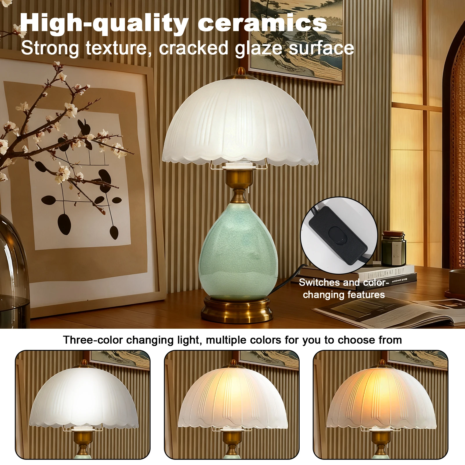 Vintage Green Ceramic Lamp 5