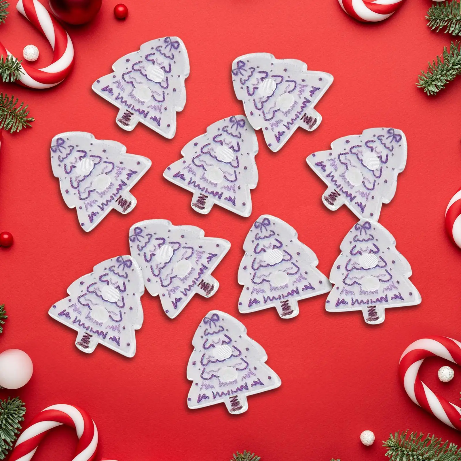 Weihnachtsknöpfe, 10-teiliges Baum-förmiges Nadelornament, 2D-Acryl-Weihnachtsverzierungen zum Basteln für die Feiertagsdekoration von Kindern