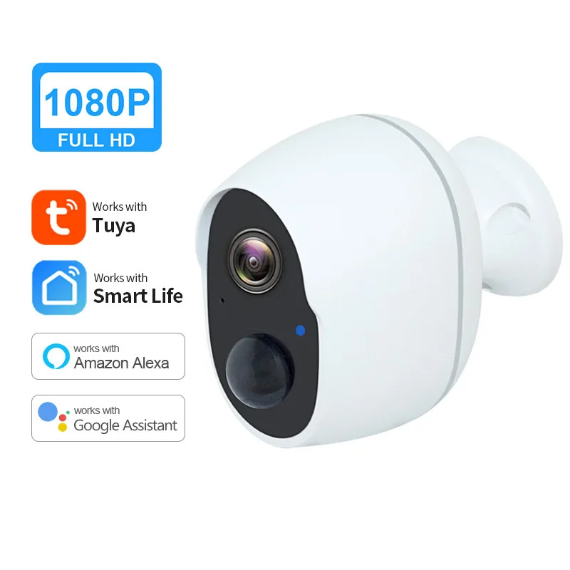 

Tuya Intelligent Wide Angle Human Motion Detection HD 1080P Battery Wireless Camera lP66 Waterproof Infrared Night Vision