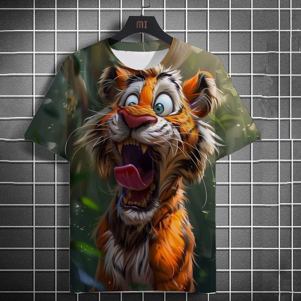 

In 2025, the Fashionable Men's Casual T-shirt Features an Interesting 3D Printed Short-sleeved Animal Print and a Street Fashion