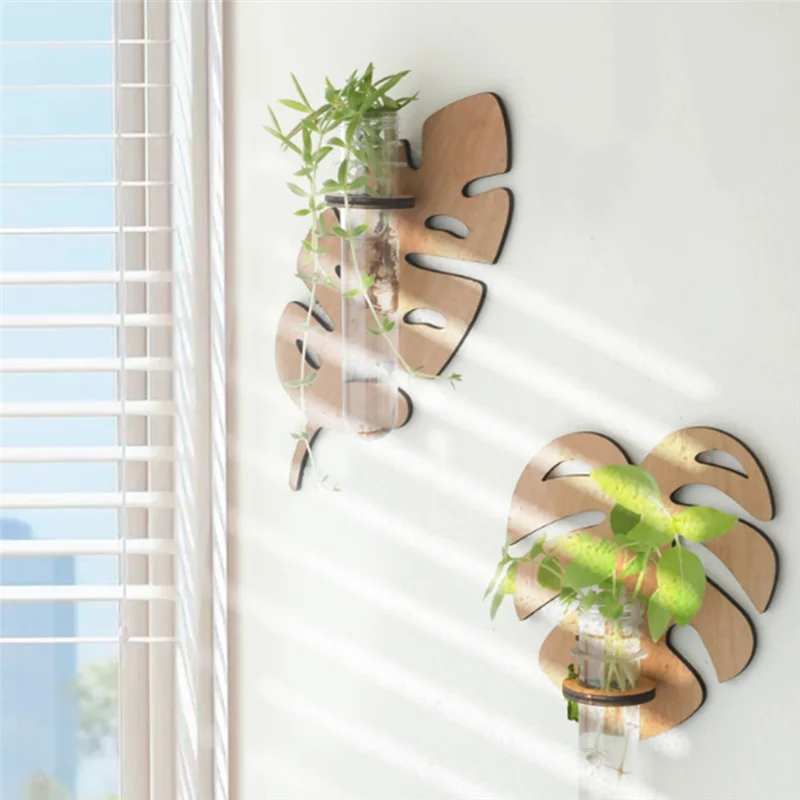 

A93E-Leaf Shape Wall Green Plant Rack For Indoor Plants Plant Propagation Station For Women Mom Plant Lovers Gifts