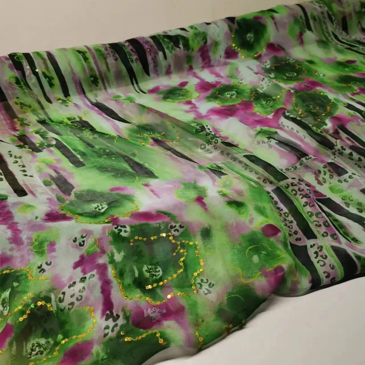 

5 Patterns Available 112CM Wide Comfortable Silk Fabric for Summer Green Red Printed Dress Blouse DIY Sewing Material R1940