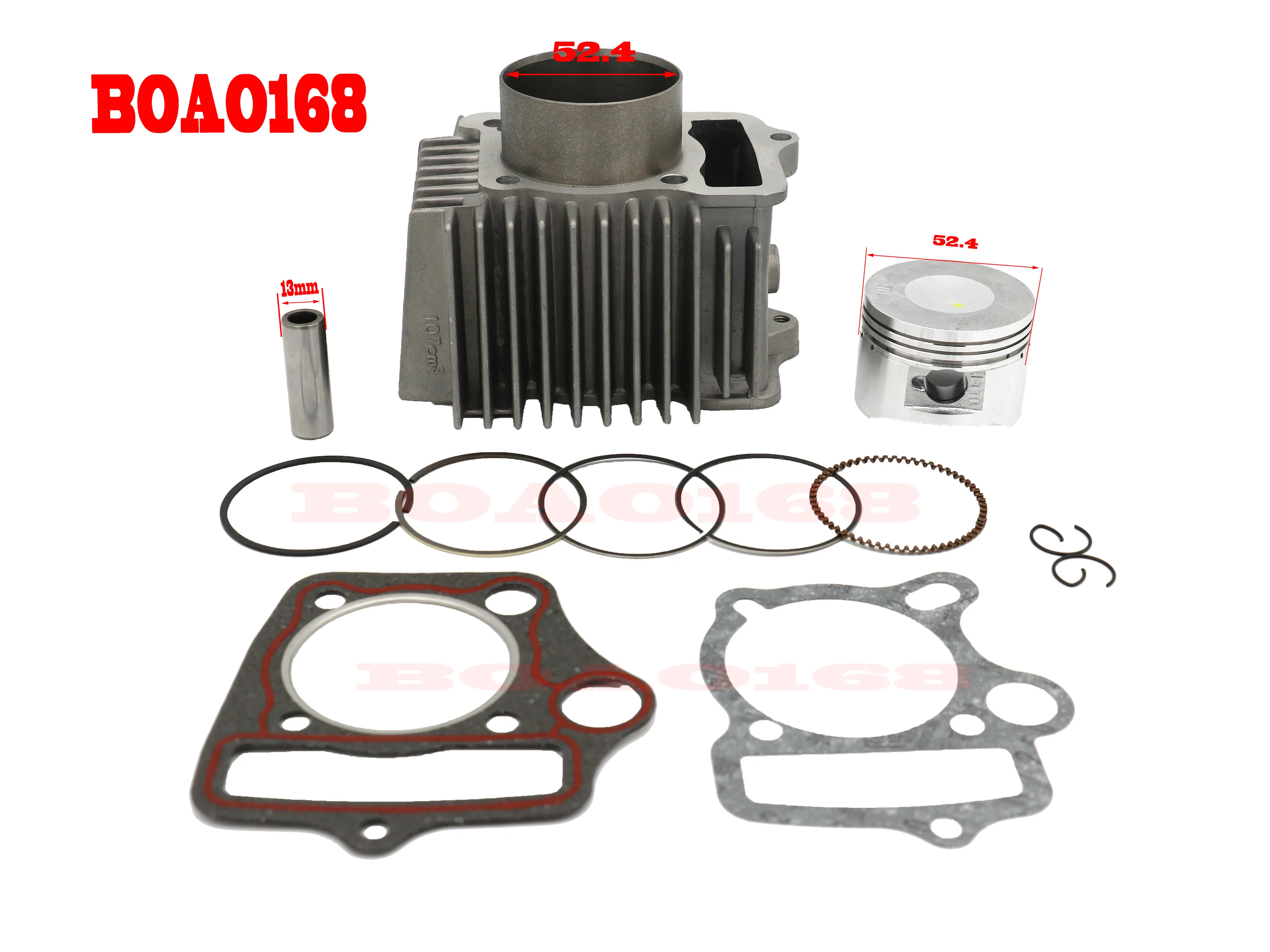 

52.4mm Cylinder Head Assembly with Gaskets Pistons Set for 110cc Engines ATV Quad Dirt Bike Go Kart