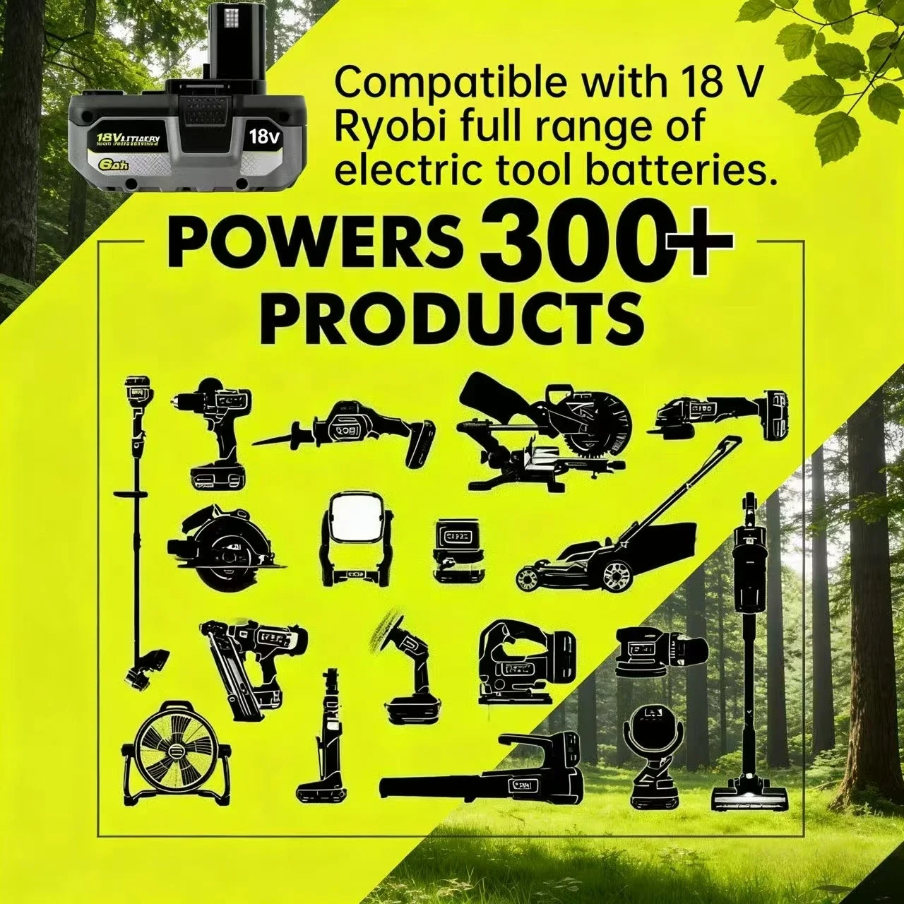 

New for RYOBI P108 18V 8.0Ah Battery Replacement For Series, Works with P203 P204 P210 RB18L50 RB18L20 Lithium-ion High Capacity