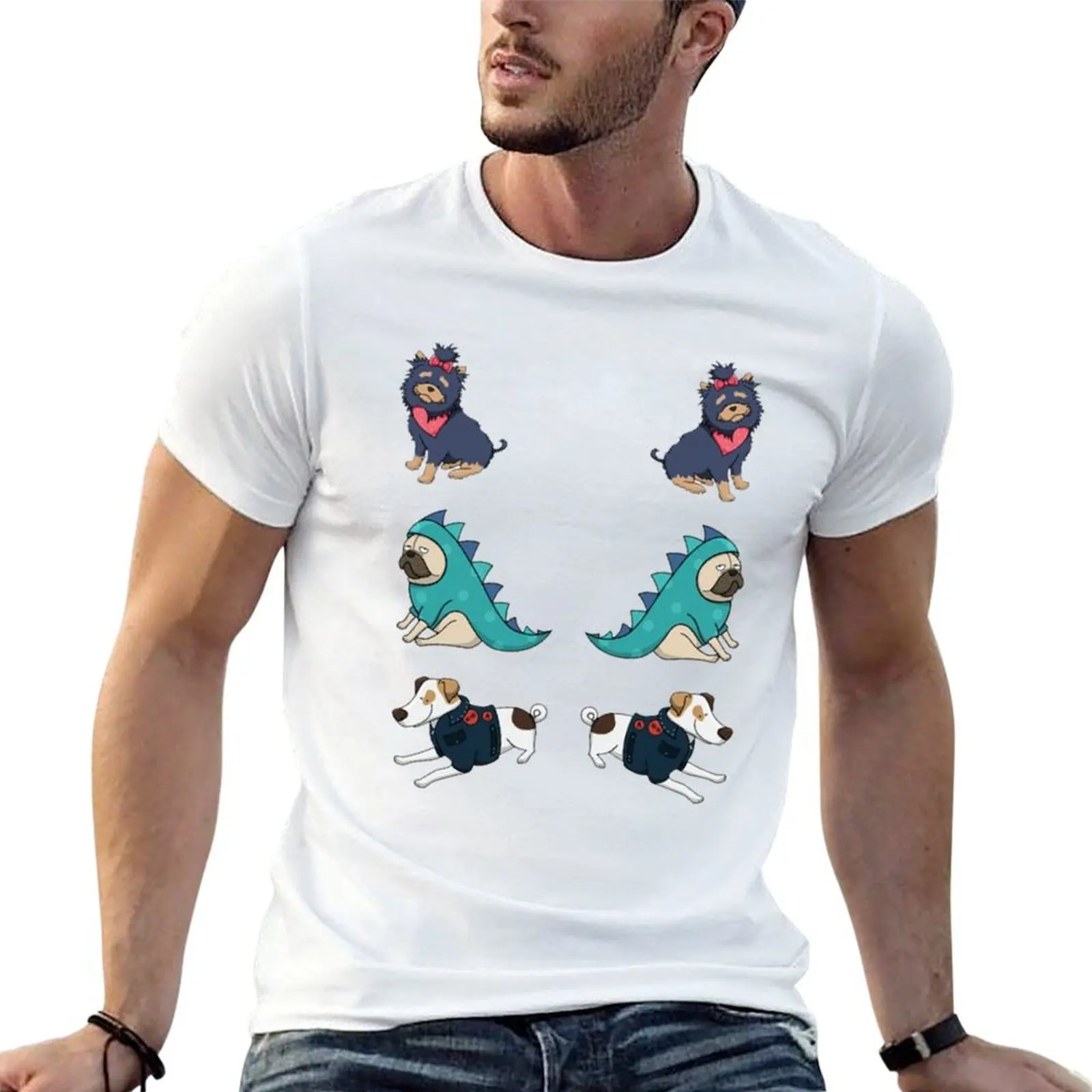 

Baby Dog Sticker Pack In Cute Outfits T-Shirt men t shirt cotton 100% t shirts with prints T-Shirt