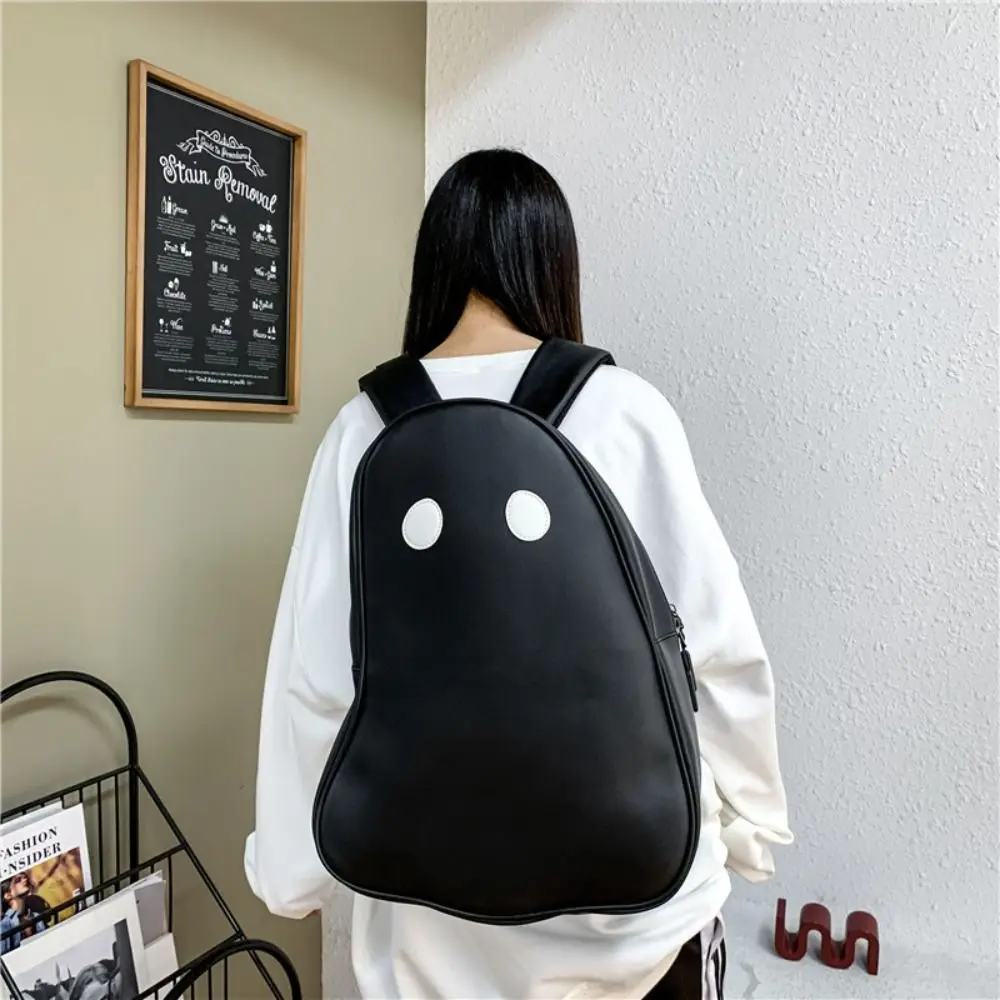 ポータブル Pu レザーゴーストバックパック原宿スタイルスクールバッグ学生ブックバッグ収納袋大容量ショルダーバッグ学校