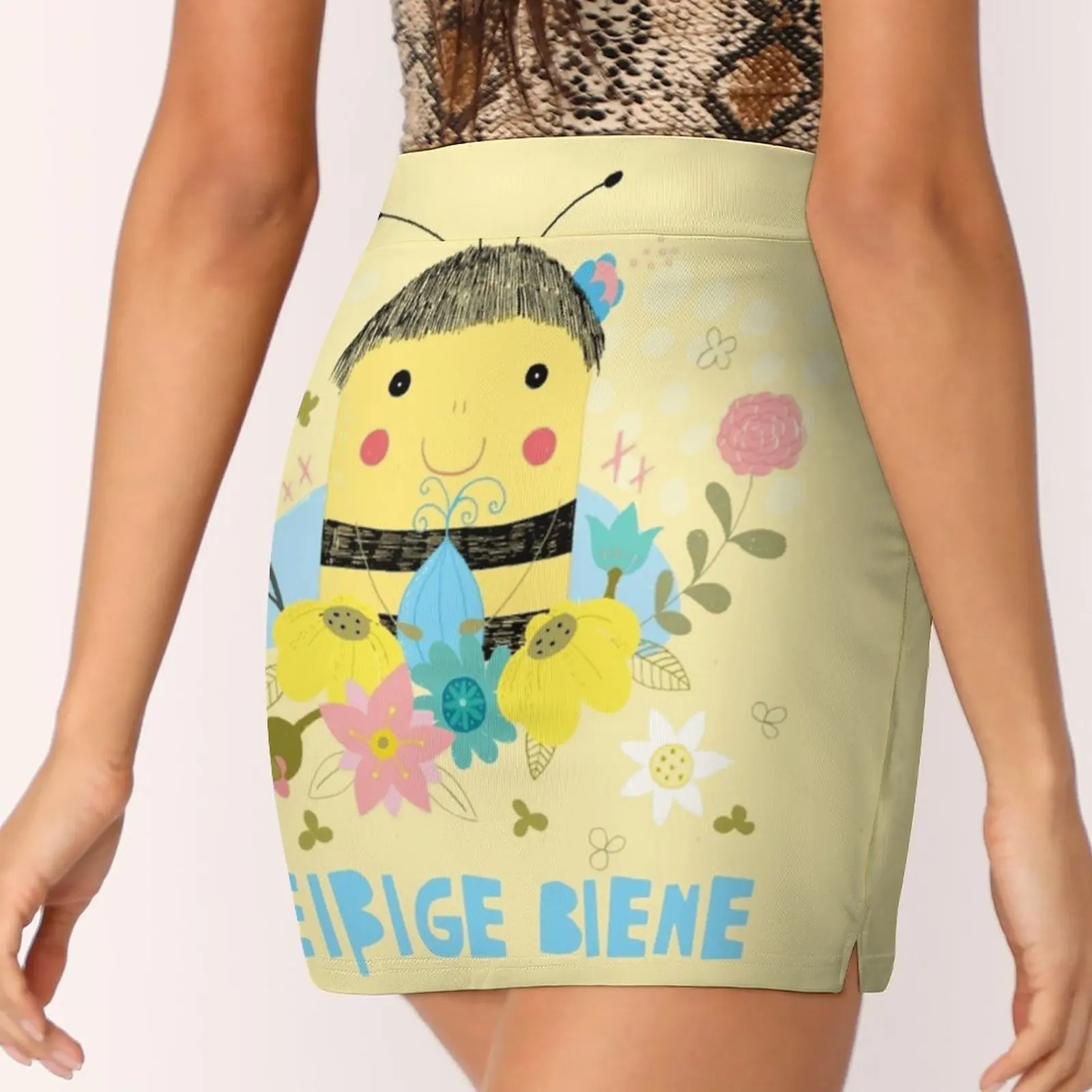 ¿Flei? Ige Biene nuevas faldas de mujer Vestido corto estampado de doble capa Mini falda deportiva abeja ocupada insecto negro amarillo Animal flor