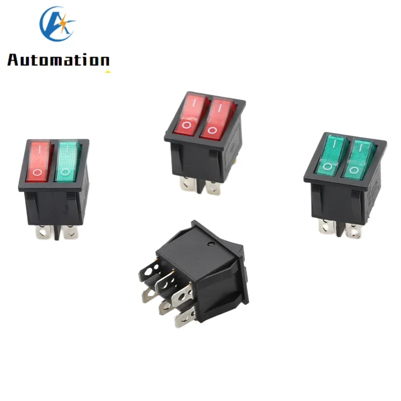 1PCS KCD8 6PIN 16A 250V 20A 125V Double Light Switch Rocker Switch Waterproof ON-OFF KCD6 Latching Boat Power Switch